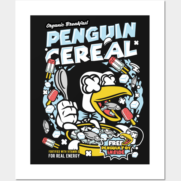 Retro Cartoon Cereal Box // Cereal Penguin // Funny Vintage Breakfast Cereal Wall Art by SLAG_Creative